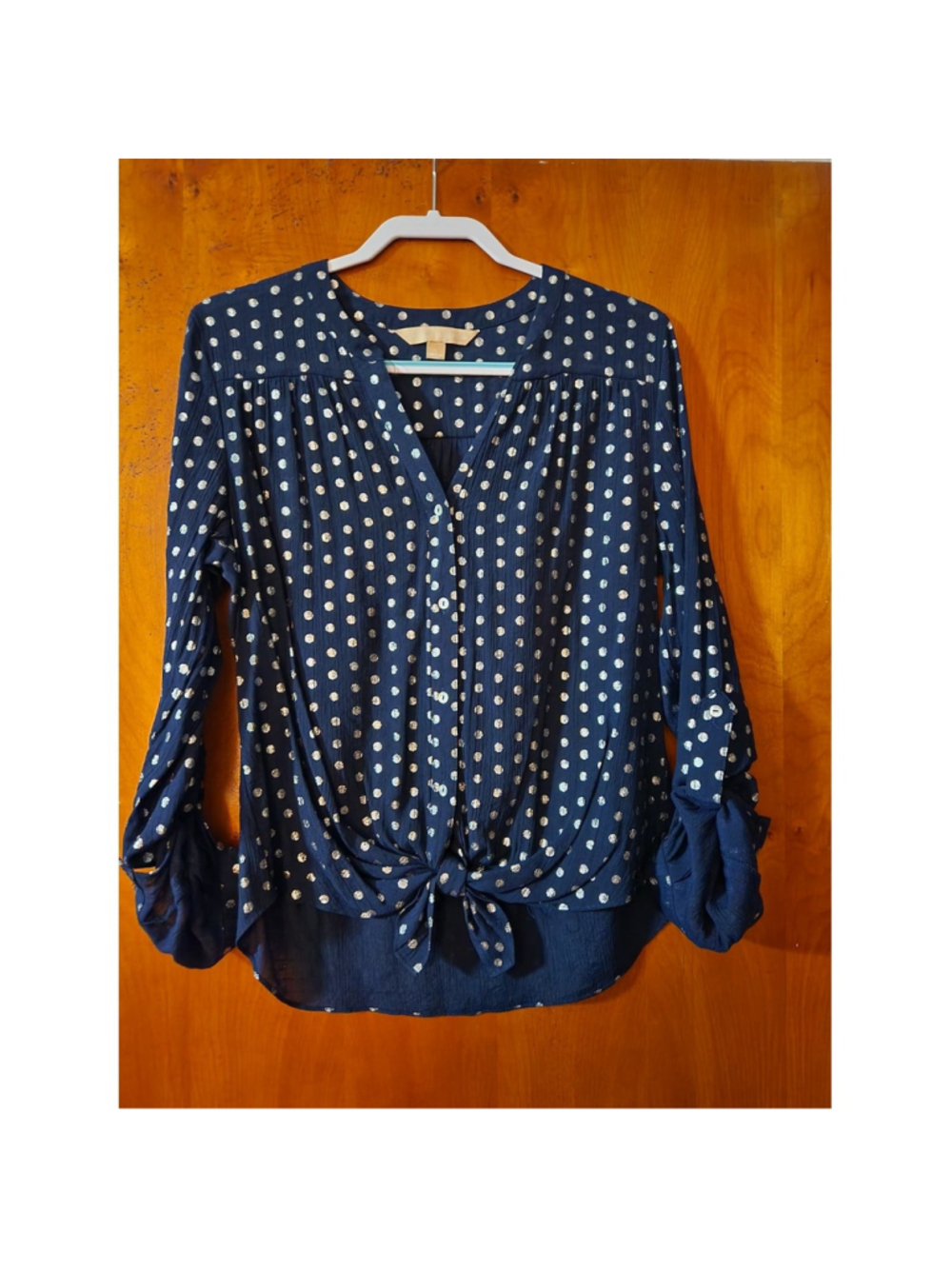 Navy and Metallic Long sleeved Blouse - Hope and Harlow